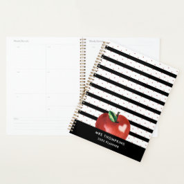 Docent Apple Heart Stripes Stippen gepersonaliseer Planner