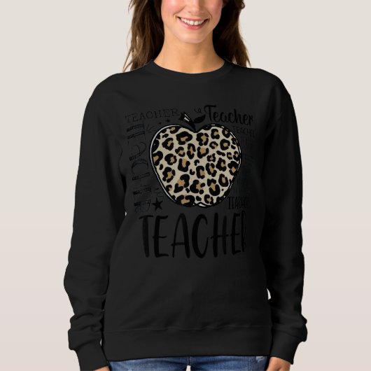 Docent Apple Leopard Teach Inspire Lead Educate M Trui (Voorkant)