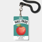 Docent Apple Student Class Bathroom Hall Pass Badge (Voorzijde met lanyard)