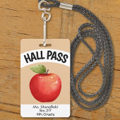 Docent Apple Student Class Bathroom Hall Pass Badge