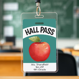 Docent Apple Student Class Bathroom Hall Pass Badge