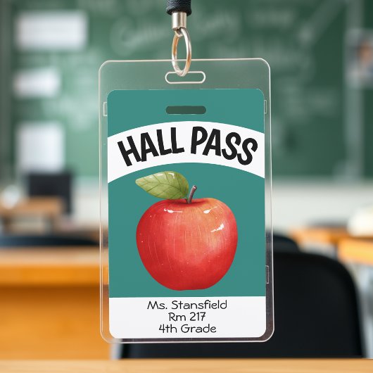 Docent Apple Student Class Bathroom Hall Pass Badge