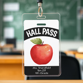 Docent Apple Student Class Bathroom Hall Pass Badge
