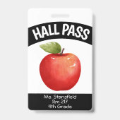 Docent Apple Student Class Bathroom Hall Pass Badge (Voorkant)