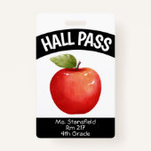 Docent Apple Student Class Bathroom Hall Pass Badge (Voorkant)
