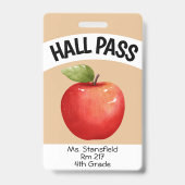 Docent Apple Student Class Bathroom Hall Pass Badge (Voorzijde)