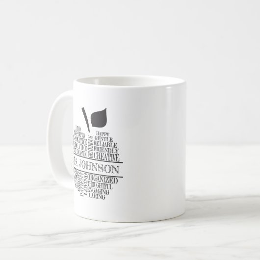 Docent Apple Typografie Zwart-wit Koffiemok (Voorkant links)