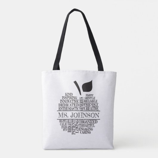 Docent Apple Typografie Zwart-wit Tote Bag (Achterkant)