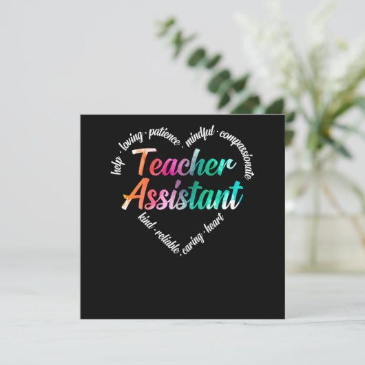 Docent Assistent docent assistent Hart Word Clo Kaart (Staand voorkant)