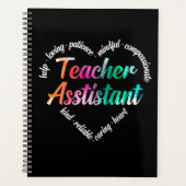 Docent Assistent Hart Word Cloud Waterverf Planner (Voorkant)
