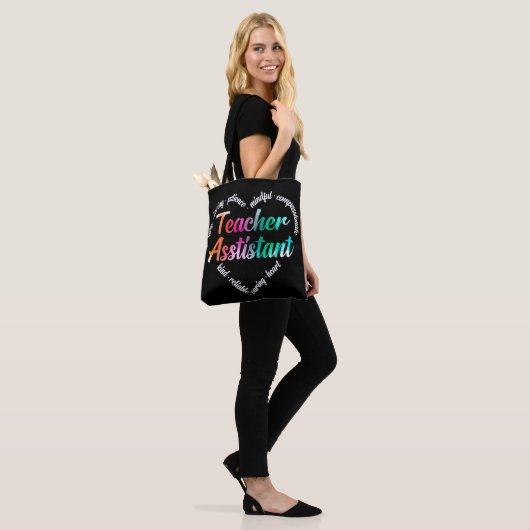 Docent Assistent Hart Word Cloud Waterverf Tote Bag (Op model)