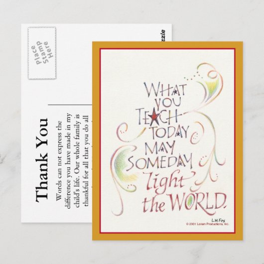 Docent bedankt Post Kaart (Voorkant / Achterkant)