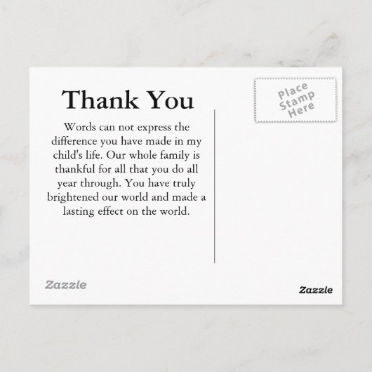 Docent bedankt Post Kaart (Achterkant)