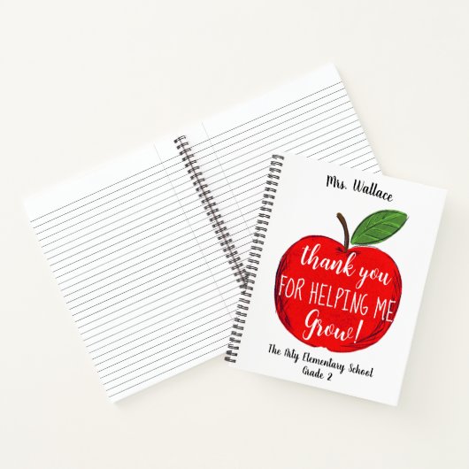 Docent bedankt voor het helpen ons te groeien Appl Notitieboek (Binnen)