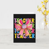 Docent Bunny Coquette Bow Pencil Bunny Paasdag Kaart (Gele Bloem)