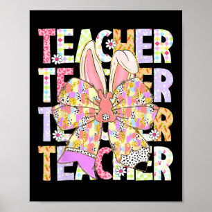 Docent Bunny Coquette Bow Pencil Bunny Paasdag Poster