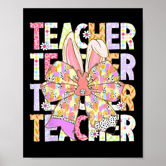Docent Bunny Coquette Bow Pencil Bunny Paasdag Poster (Voorkant)