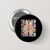 Docent Bunny Coquette Bow Pencil Bunny Paasdag Ronde Button 5,7 Cm (Voorkant /achterkant)