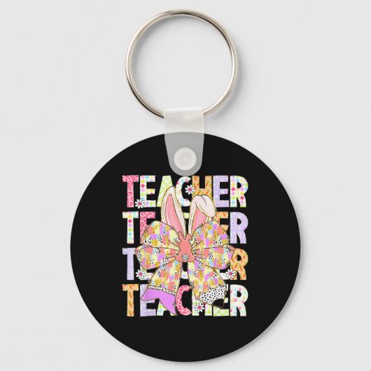 Docent Bunny Coquette Bow Pencil Bunny Paasdag Sleutelhanger (Voorkant)