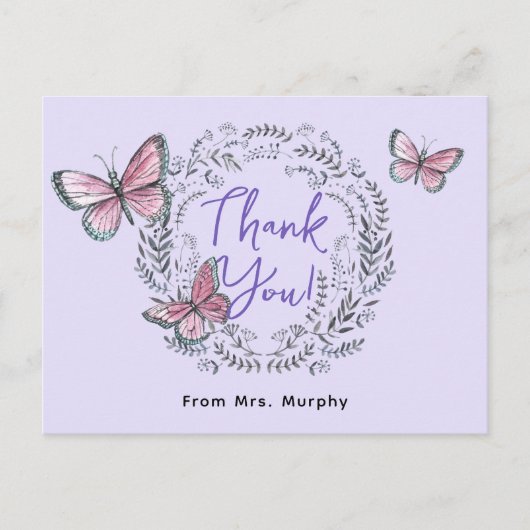 Docent Butterfly Dank u Briefkaart (Voorkant)