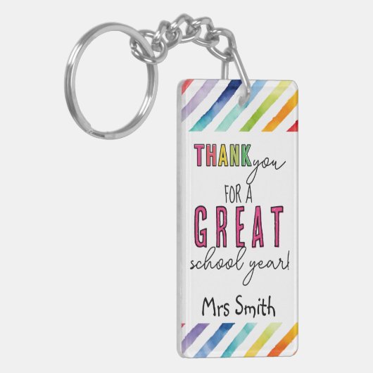 Docent cadeau dank u voor een geweldig schooljaar sleutelhanger (Voorkant Links)