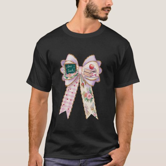 Docent Coquette Bow en Apple Teacher Appreciation T-shirt (Voorkant)