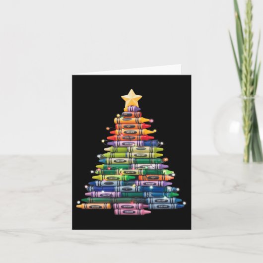Docent Crayon Kerstboom Lights Student School Kaart (Voorkant)