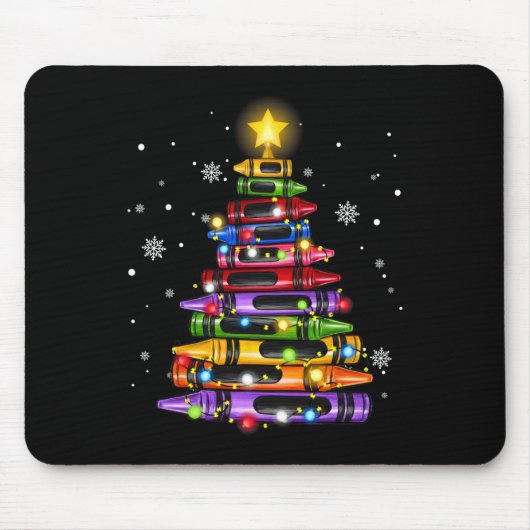Docent Crayon Kerstboom Lights Student School Muismat (Voorkant)