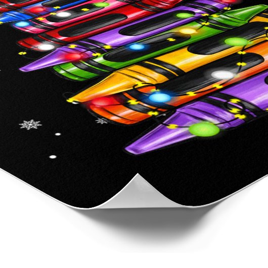 Docent Crayon Kerstboom Lights Student School Poster (Hoek)