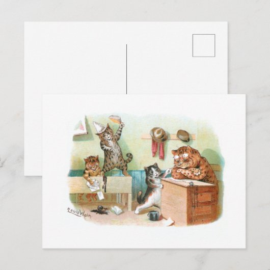 Docent Dozing door Louis Wain Briefkaart (Voorkant / Achterkant)