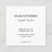 Docent eenvoudig zwart wit citaat typografie scrip vierkante visitekaartje (Achterkant)