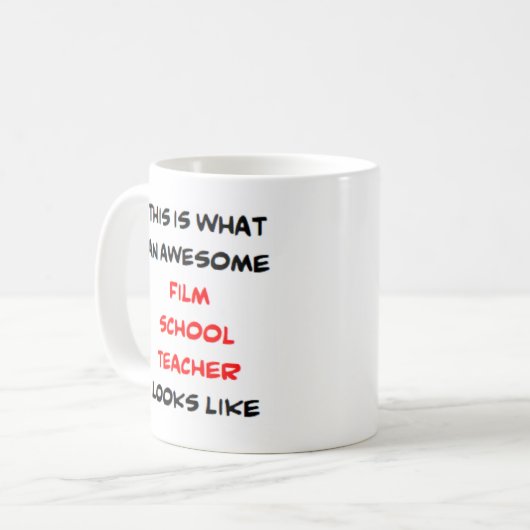 docent filmschool, geweldige koffiemok (Voorkant links)