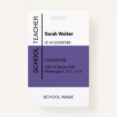 Docent foto ID van een medewerker of student lila Badge (Achterkant)