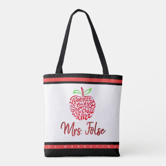 Docent Gift Tas Apple Student Custom School (Achterkant)