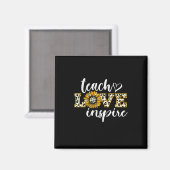 Docent Gift Teach Love Inspire Leopard Magneet (Voorkant / Achterkant)
