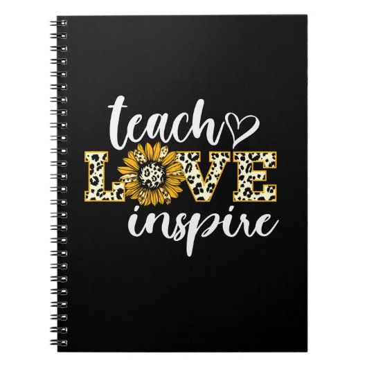 Docent Gift Teach Love Inspire Leopard Notitieboek (Voorkant)
