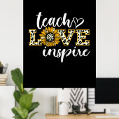 Docent Gift Teach Love Inspire Leopard Poster (Thuiskantoor)