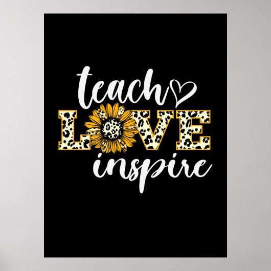 Docent Gift Teach Love Inspire Leopard Poster (Voorkant)
