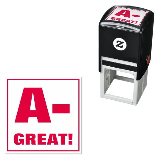 Docent Grading Stamp: A-, GEWELDIG! Zelfinktende Stempel (In situ)