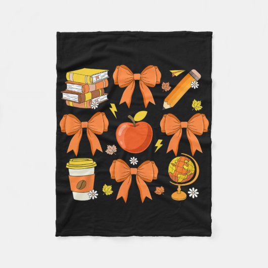Docent Herfst Shirt Coquette Bow Pompoen Herfst Th Fleece Deken (Voorkant)