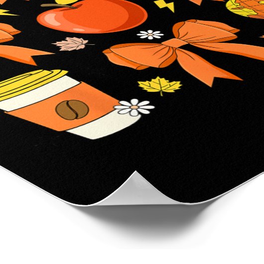 Docent Herfst Shirt Coquette Bow Pompoen Herfst Th Poster (Hoek)