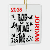 Docent houdt van vogels op maat keramisch ornament (Rechts)