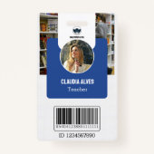 Docent-ID-Kaart | Blue Collage School ID Kaart Badge (Voorkant)