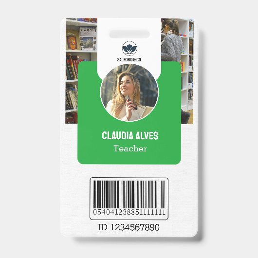 Docent-ID-Kaart | Green Collage School ID Kaart Badge (Voorzijde)