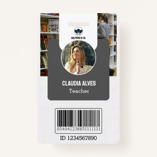 Docent-ID-Kaart | Grey Collage School ID Kaart Badge (Voorkant)