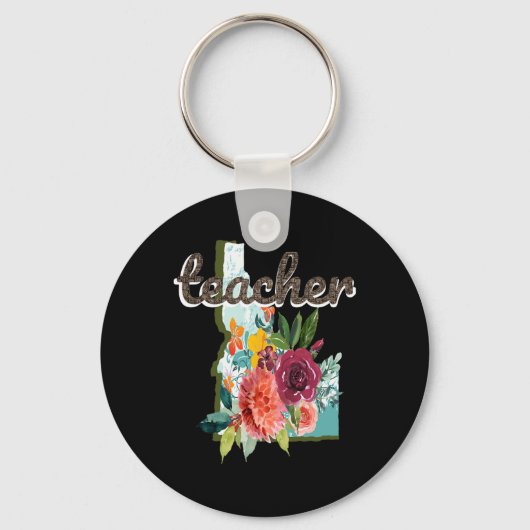 Docent Idaho Waterverf Flower Schattige Educator Sleutelhanger (Voorkant)