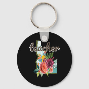 Docent Idaho Waterverf Flower Schattige Educator Sleutelhanger