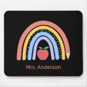 Docent Kleurrijke Regenboog Potlood Appel Muismat (Voorkant)