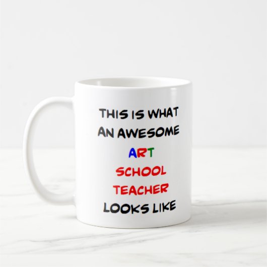 docent kunstonderwijs, geweldige koffiemok (Links)