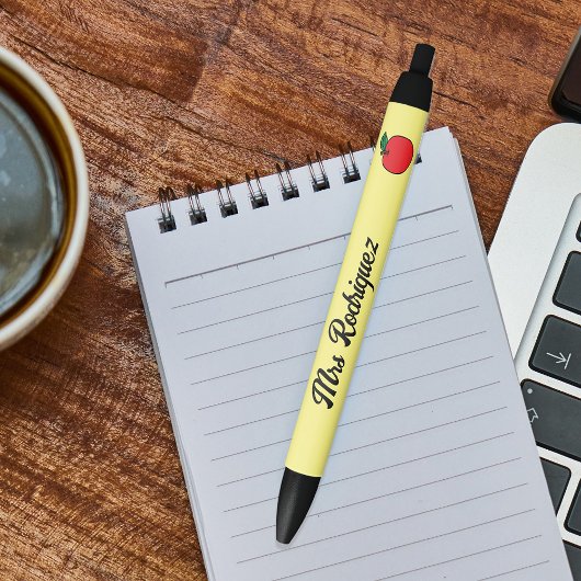 Docent met naam en illustratie van Apple Zwarte Inkt Pen